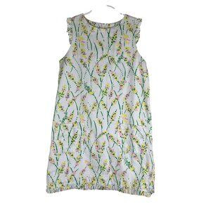 Lilly Pulitzer Retro Floral Ruffle Dress White 12 Feminine Girly Preppy Chic